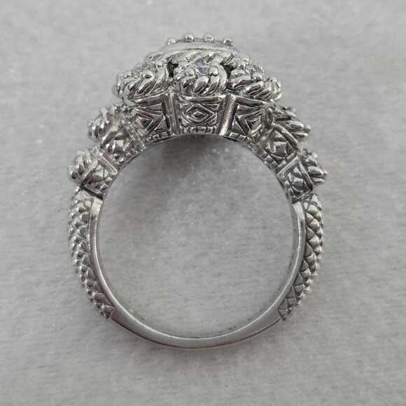 Judith Ripka 925 CZ Sterling Silver Cluster Cocktail Ring Size 9 Thailand Signed - Picture 7 of 12